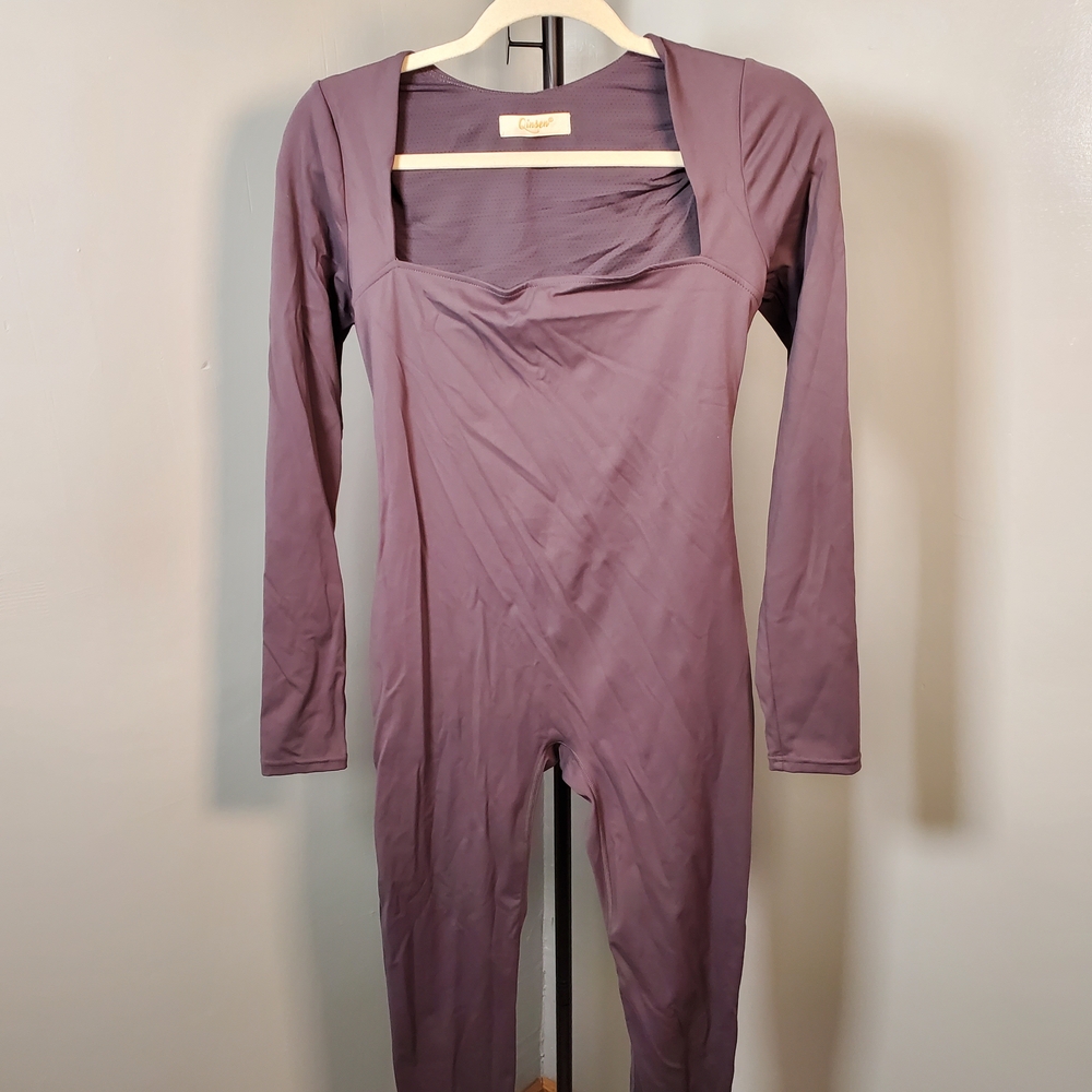 Qinsen Purple Long Sleeve Jumpsuit